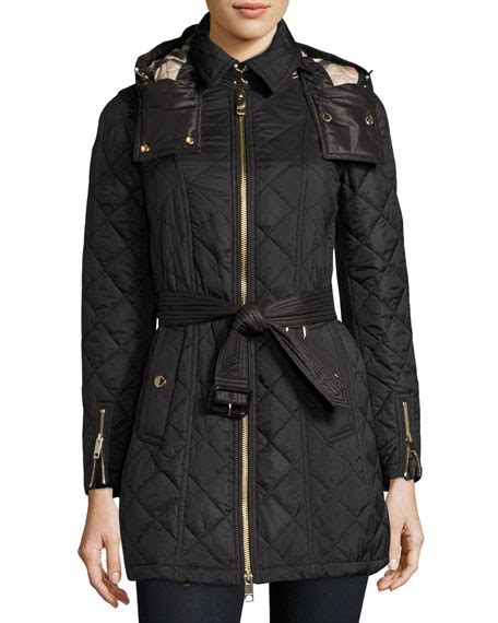 burberry baughton quilted coat black|Burberry Baughton Quilted Belted Parka Jacket, Black .